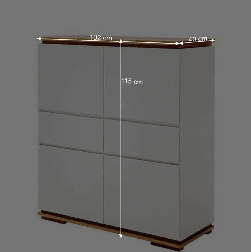 Mattweißes Highboard mit Asteiche massiv - Vangels