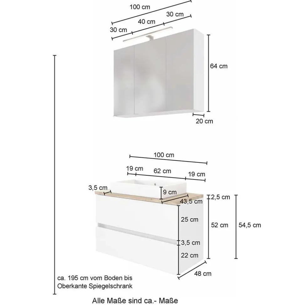 Möbel Badezimmer Set in Weiß - Misbonas (vierteilig)