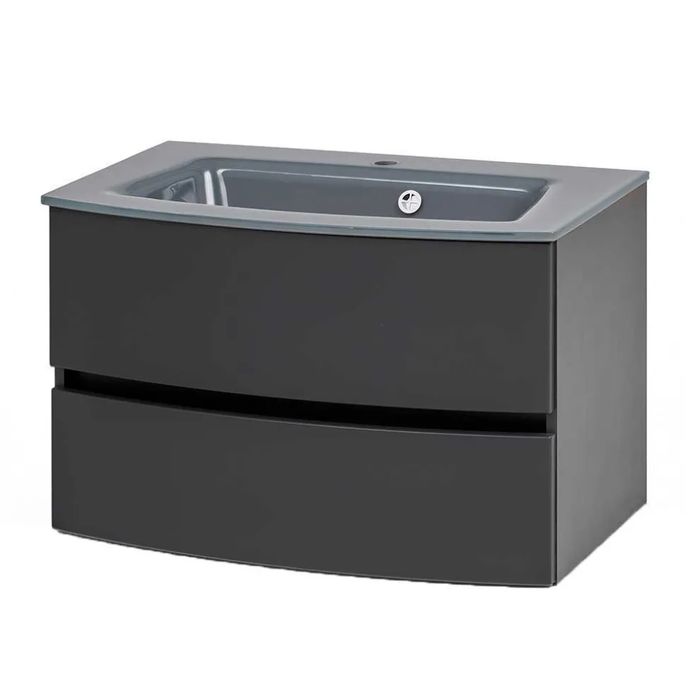 Möbel fürs Badezimmer in Dunkelgrau - Natarivos (dreiteilig)