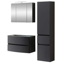 Möbel fürs Badezimmer in Dunkelgrau - Natarivos (dreiteilig)