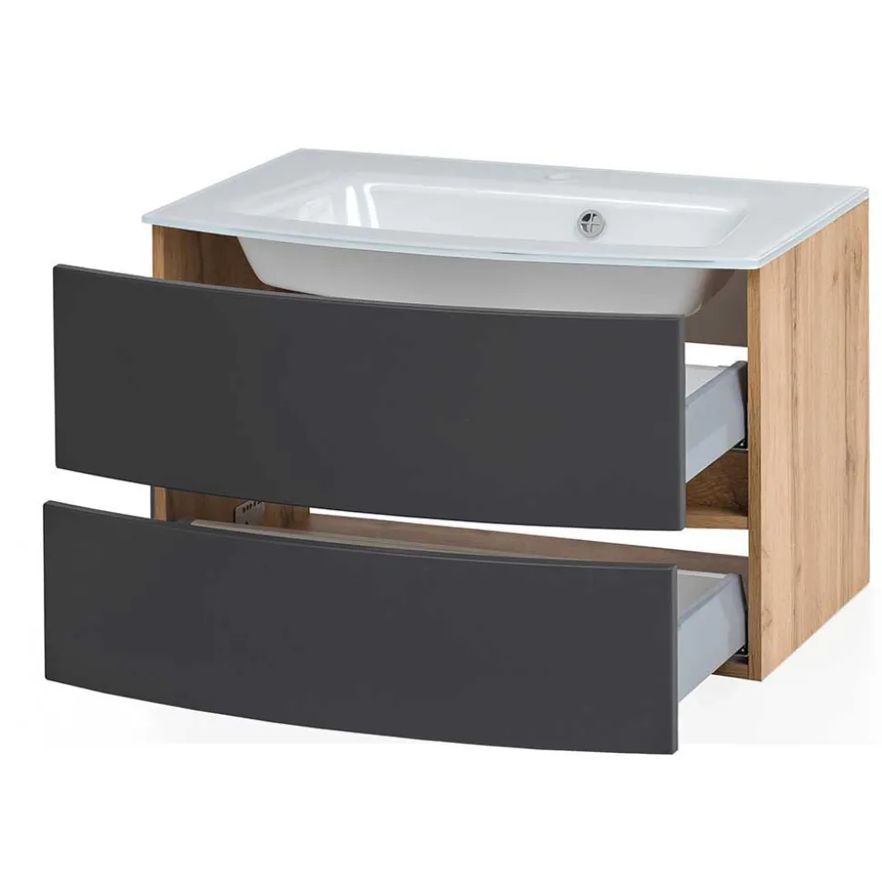 Möbel fürs Badezimmer zweifarbig - Larutta (dreiteilig)