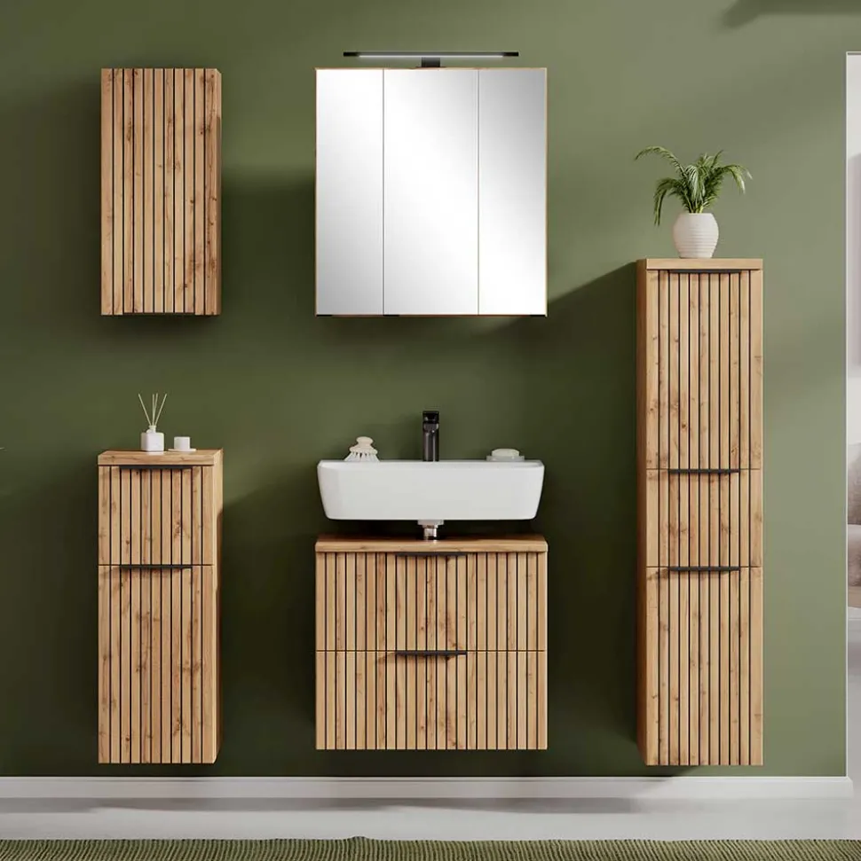 Möbelset fürs Badezimmer modern - Crystoga (fünfteilig)