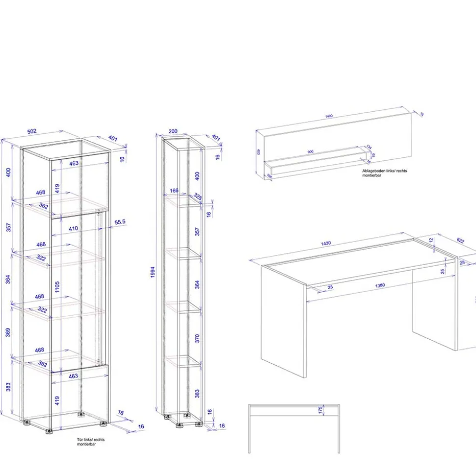 Möbelset fürs Home Office komplett - Ahilav (vierteilig)