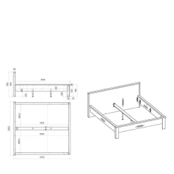 Möbelset Schlafzimmer mit Bett 180x200 - Tramos (fünfteilig)