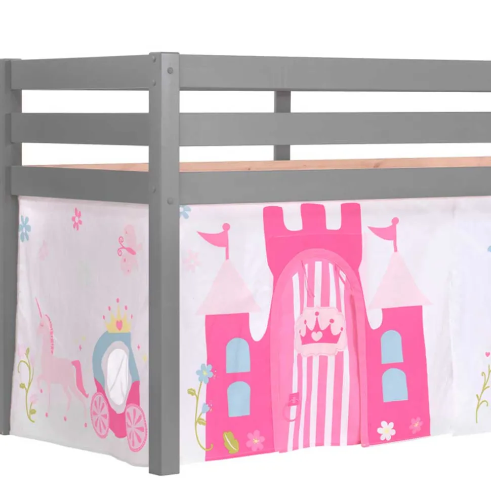 Mädchenhochbett mit Vorhang Prinzessin und Schloss - Casa