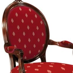Medaillonstuhl mit Armlehnen in Nussbaum & Rot - Adagiona