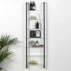 Medien Wand Regal mit 7 Glasböden - Clobia I