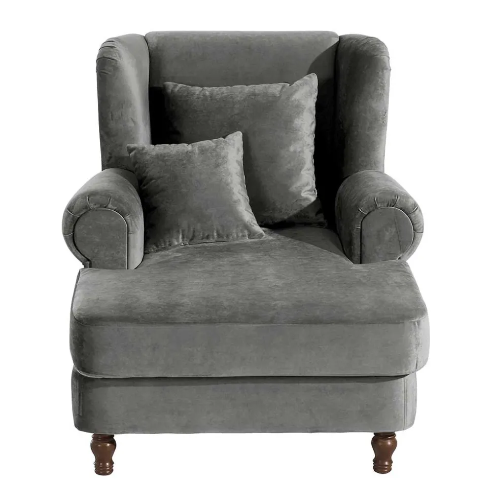 Mega Wohnzimmersessel in Grau Samtvelours - Jusic