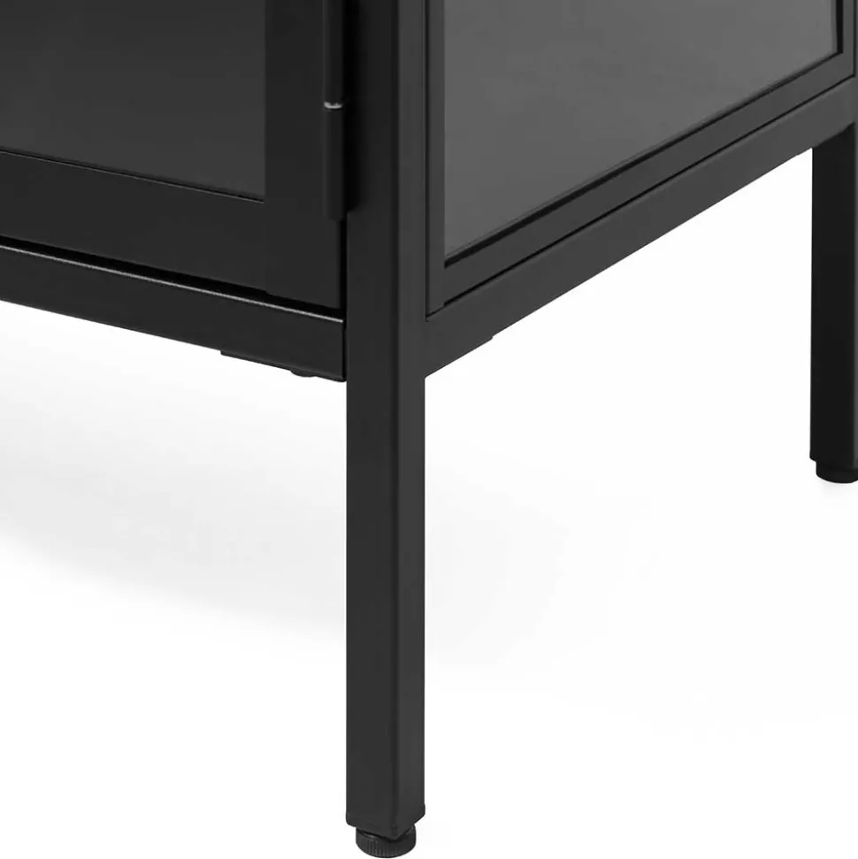 Metall Lowboard Vitrine in Schwarz - Feliz