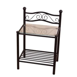 Metall Nachttisch Cosmona mit Glasplatte (Set)