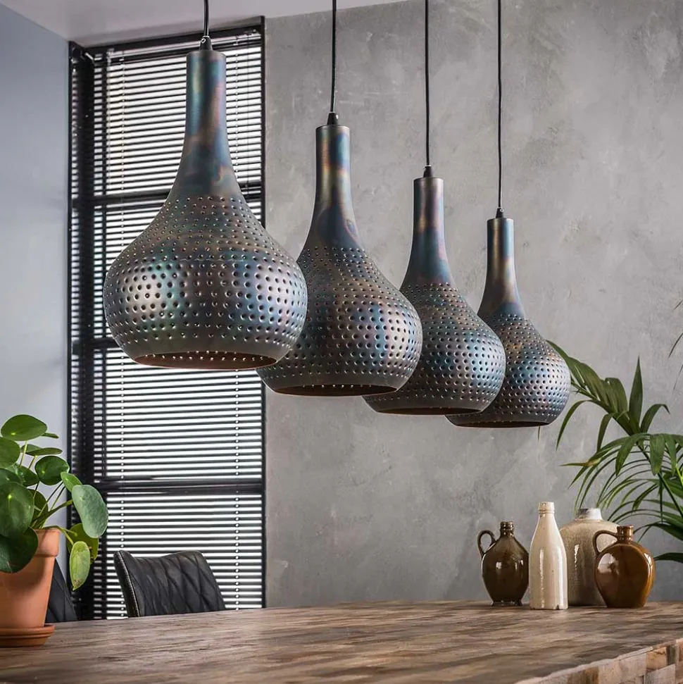 Metall Pendelleuchte in Dunkelbraun - Marmore