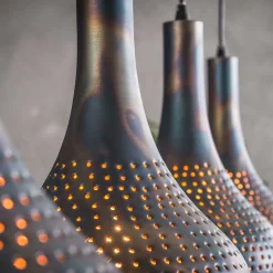 Metall Pendelleuchte in Dunkelbraun - Marmore