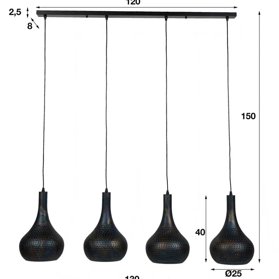 Metall Pendelleuchte in Dunkelbraun - Marmore