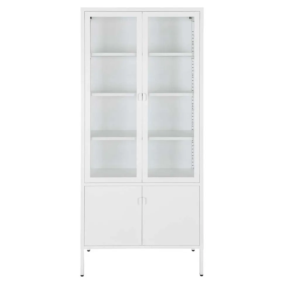 Metall Vitrinenschrank in Weiß - Fortinos