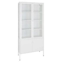 Metall Vitrinenschrank in Weiß - Fortinos