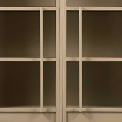 Metall Vitrinenschrank in Khaki - Gabadoza