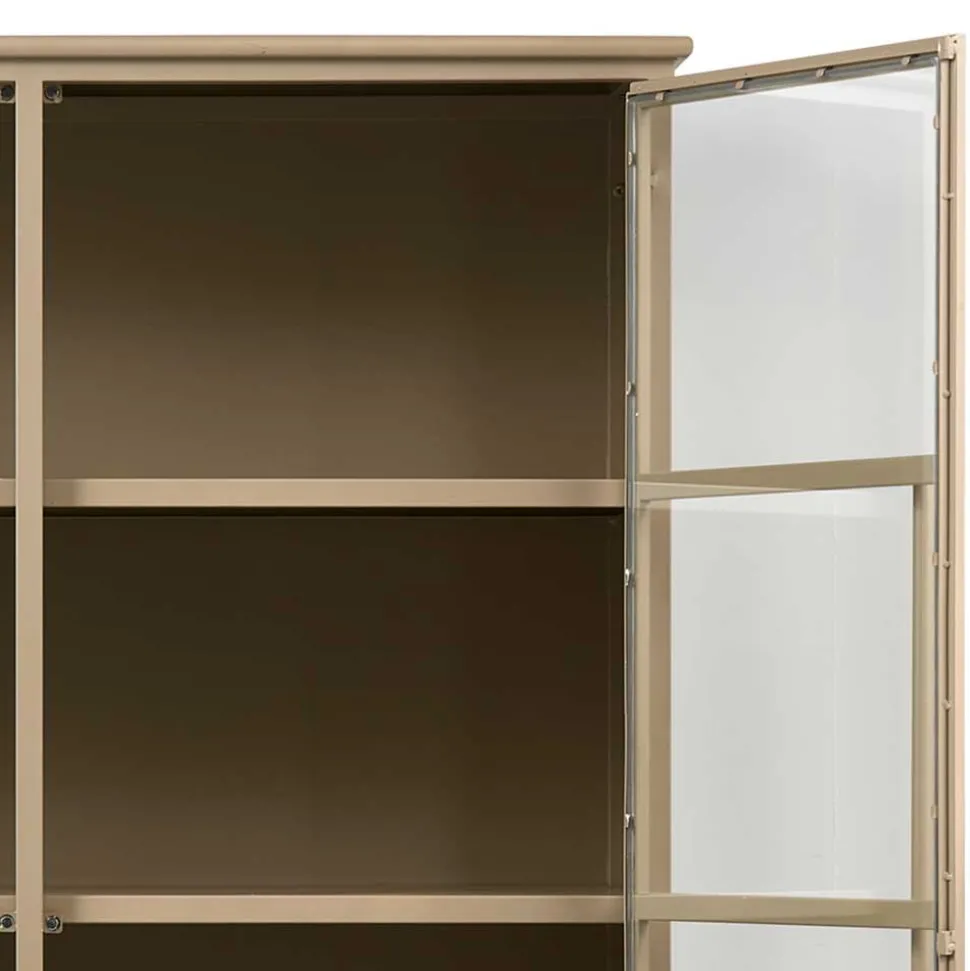 Metall Vitrinenschrank in Khaki - Gabadoza