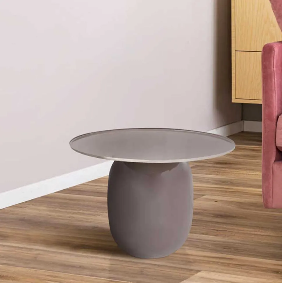 Metall-Beistelltisch in Grau und Silber - Halkan