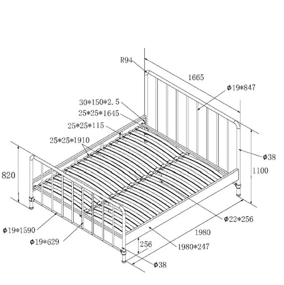 Metallbett mit Gitter-Kopf- und Fußteil - Auricos