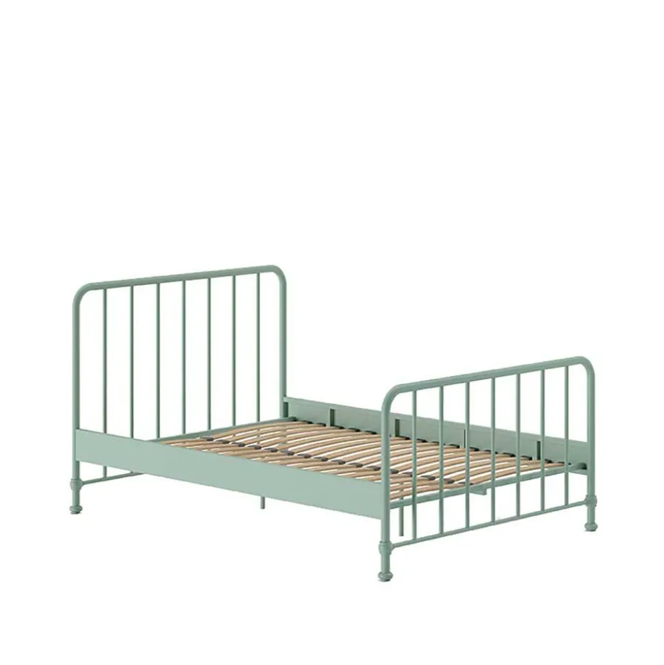 Metallbett mit Kopf- und Fußteil in Graugrün - Lisdonna