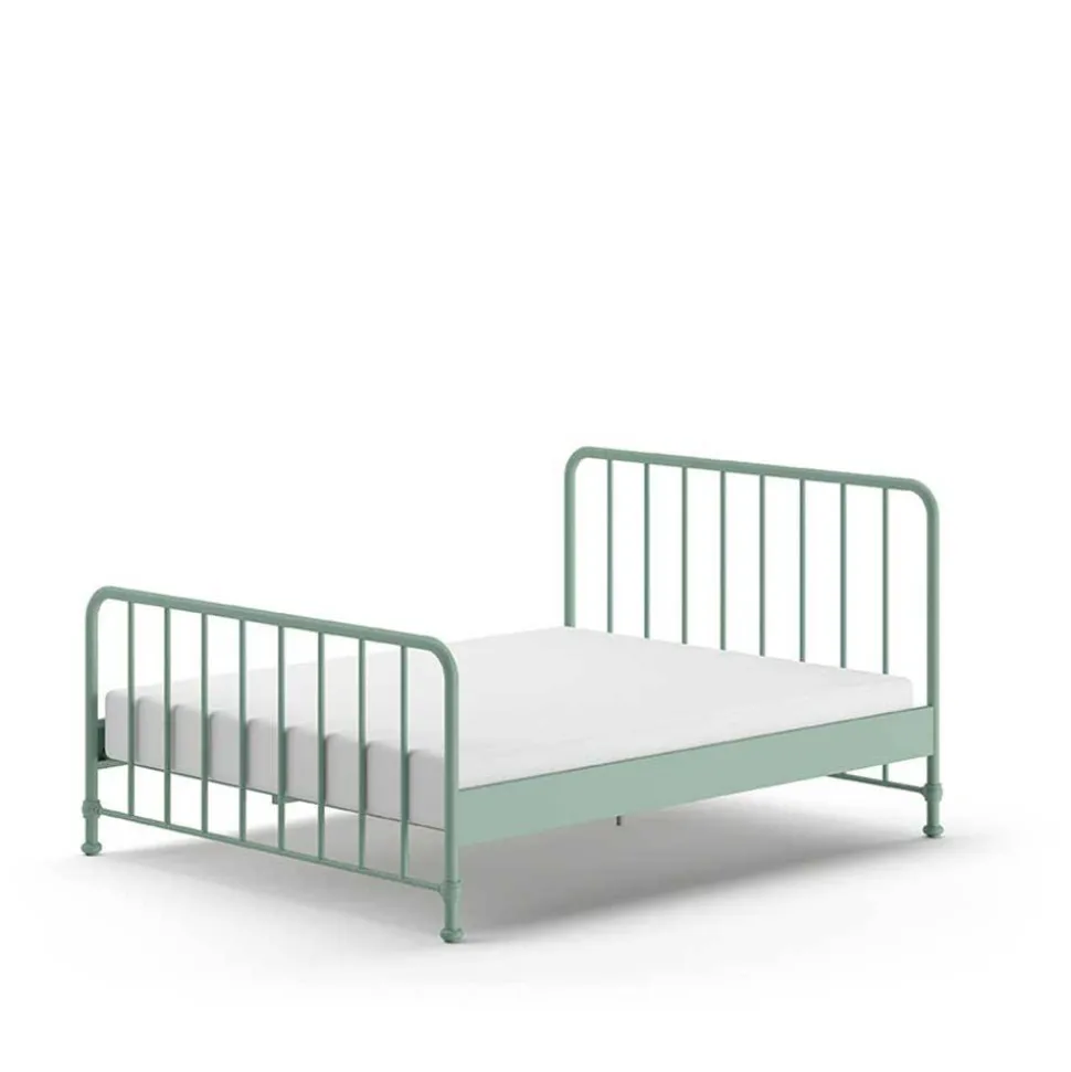 Metallbett mit Kopf- und Fußteil in Graugrün - Lisdonna