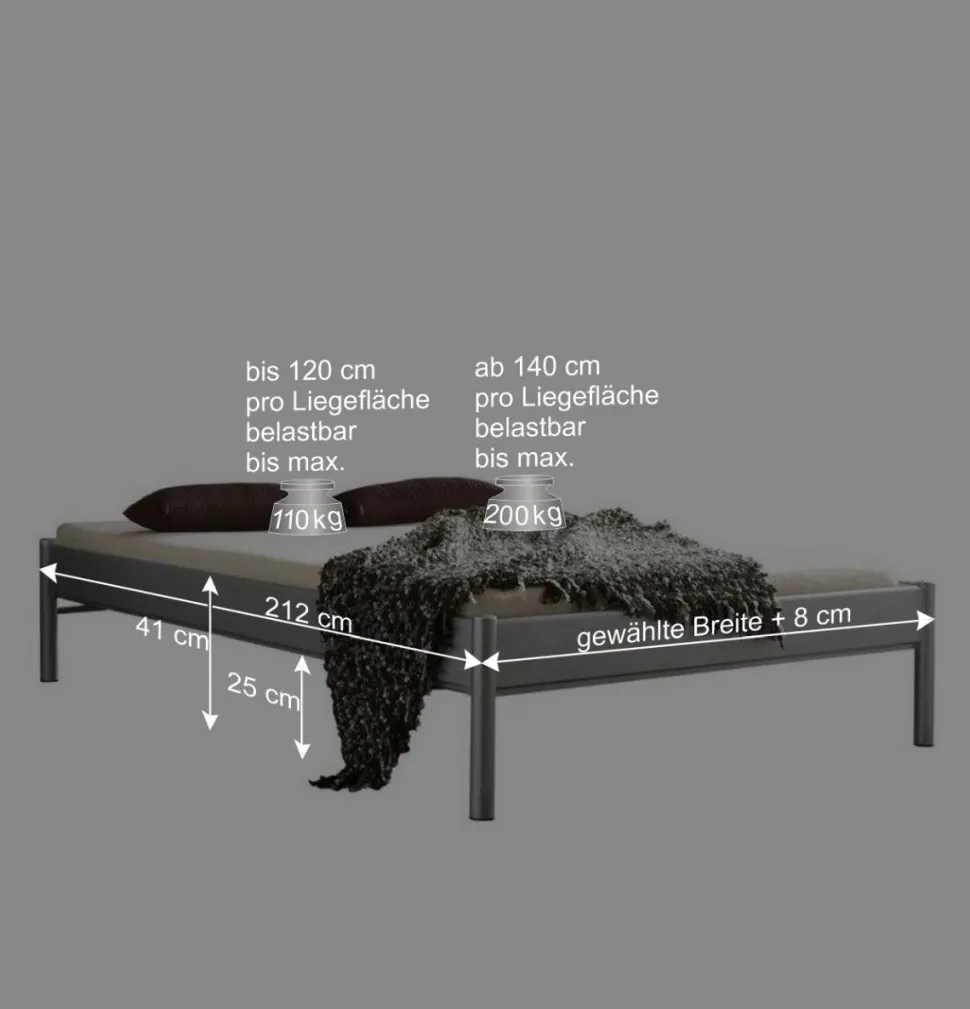 Metallbett Valeria in Grau