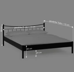 Metall-Doppelbett Looks in Schwarz (dreiteilig)