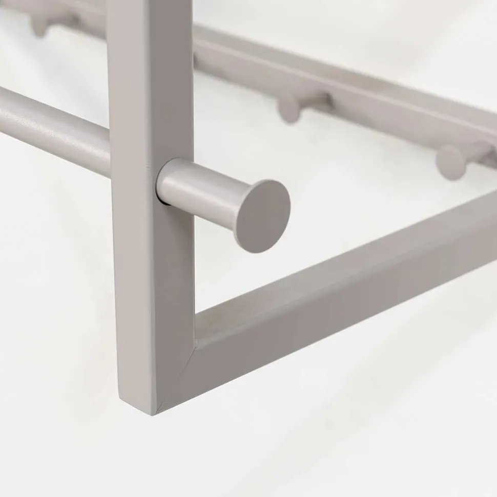 Metallgarderobe in Taupe mit Hutablage - Yames