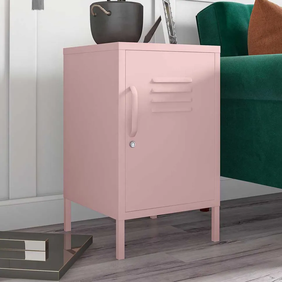 Metall-Kommode mit Tür in Rosa - Asbell