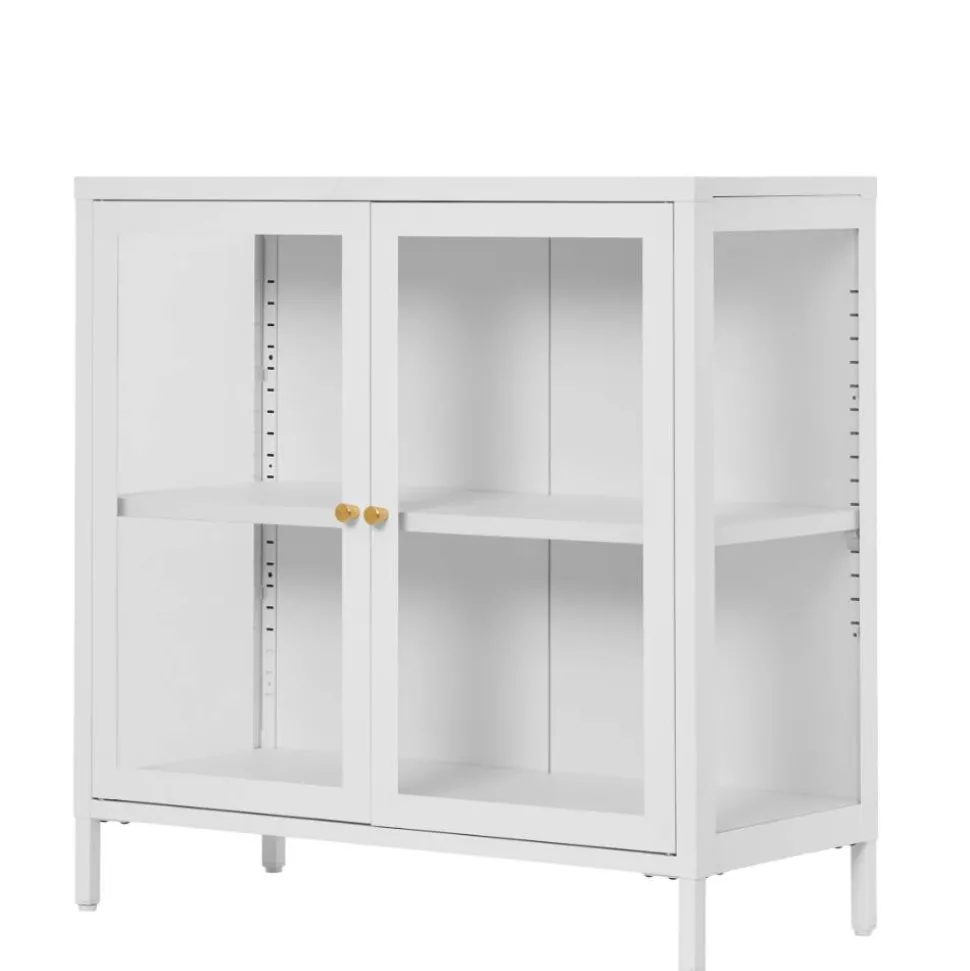 Metall-Vitrinen-Kommode in Weiß - Lititia