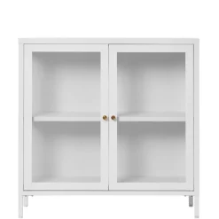 Metall-Vitrinen-Kommode in Weiß - Lititia