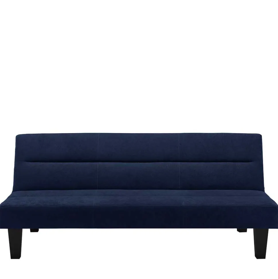 Microfaser Schlafsofa in Blau mit Schwarz - Hanniba