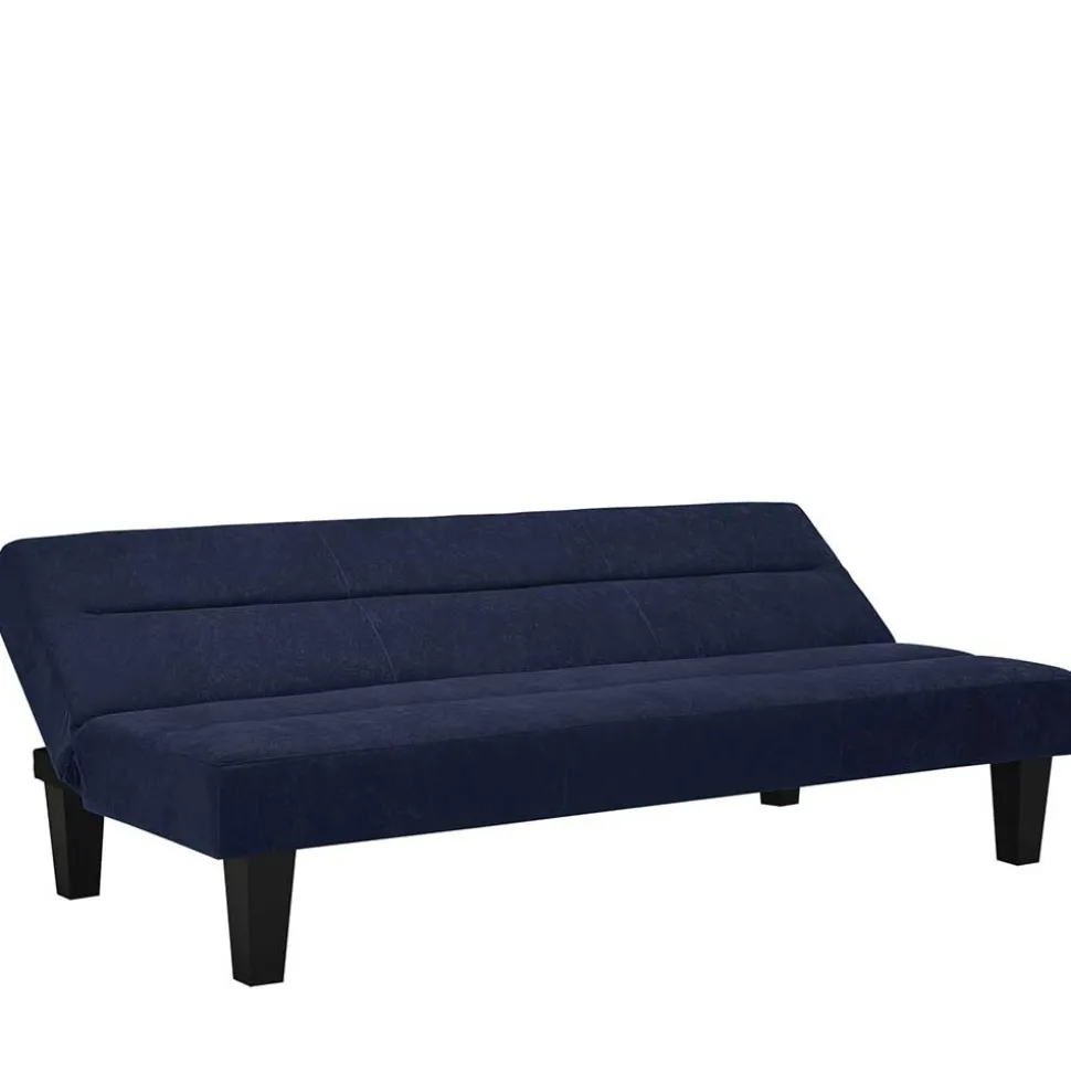 Microfaser Schlafsofa in Blau mit Schwarz - Hanniba