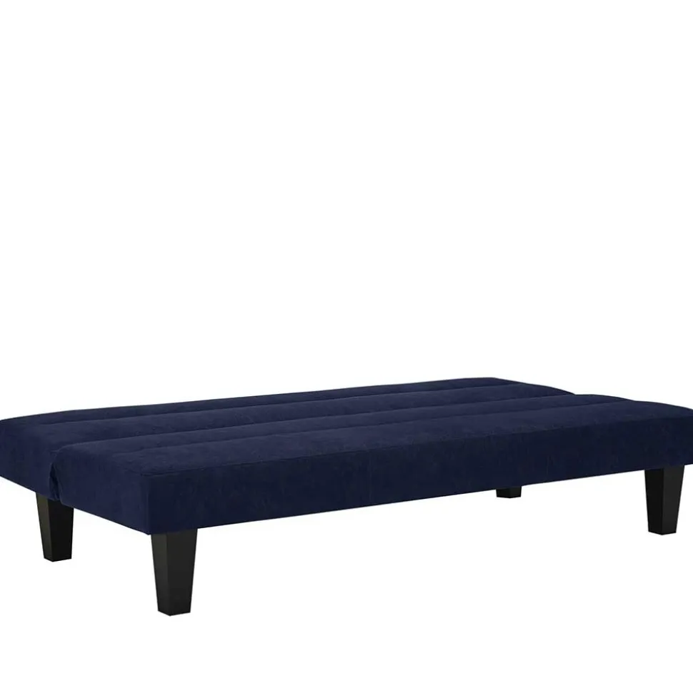 Microfaser Schlafsofa in Blau mit Schwarz - Hanniba