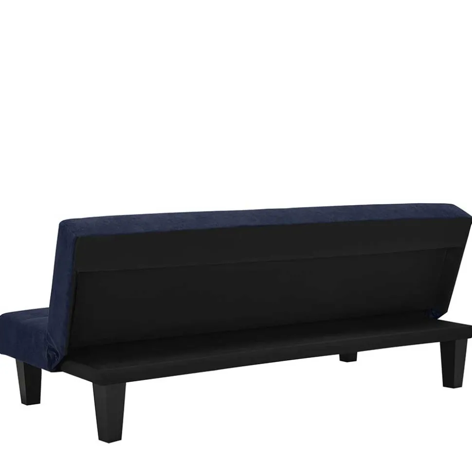 Microfaser Schlafsofa in Blau mit Schwarz - Hanniba