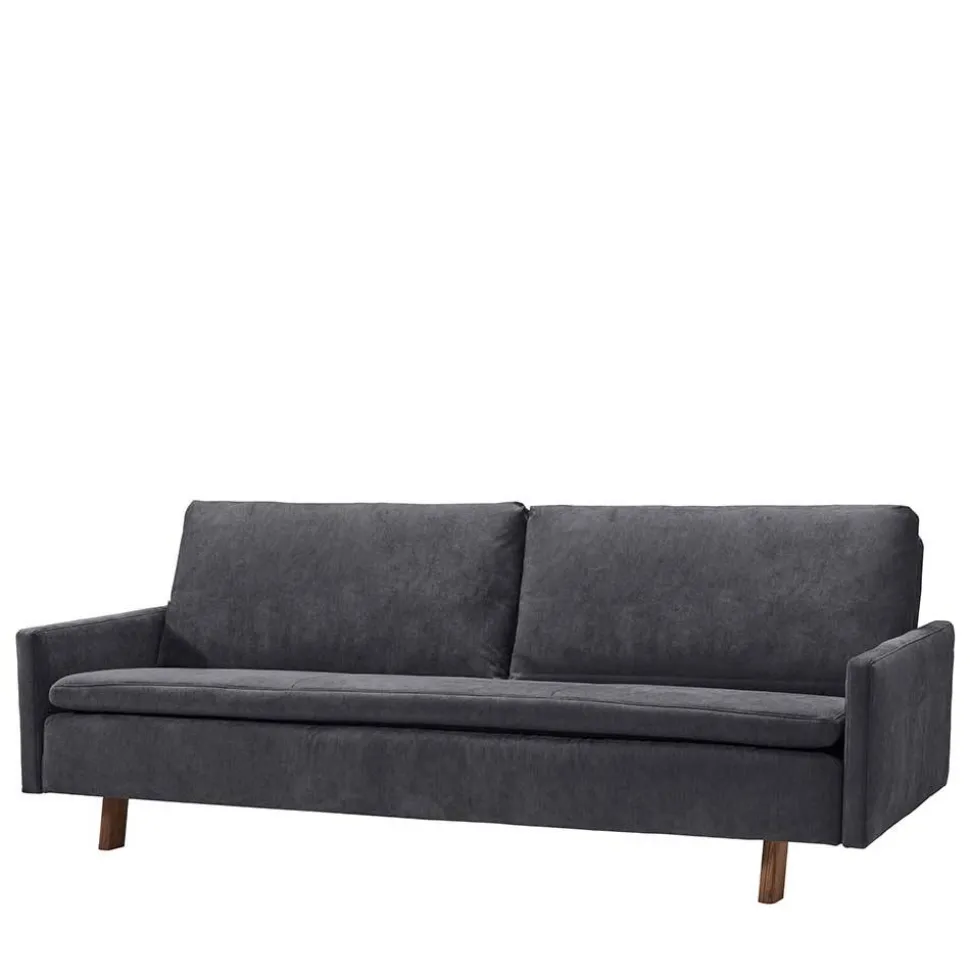 Microvelours Schlafsofa in Blaugrau - Glory