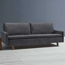 Microvelours Schlafsofa in Blaugrau - Glory