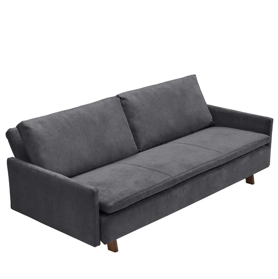 Microvelours Schlafsofa in Blaugrau - Glory
