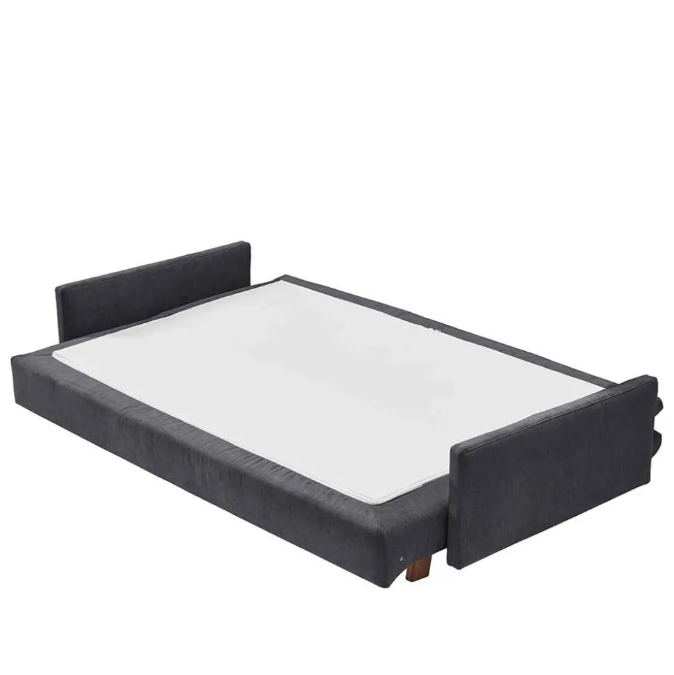 Microvelours Schlafsofa in Blaugrau - Glory