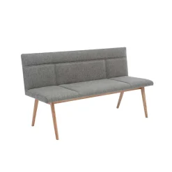 Mid Century Esstisch Bank in Grau Webstoff - Tucina