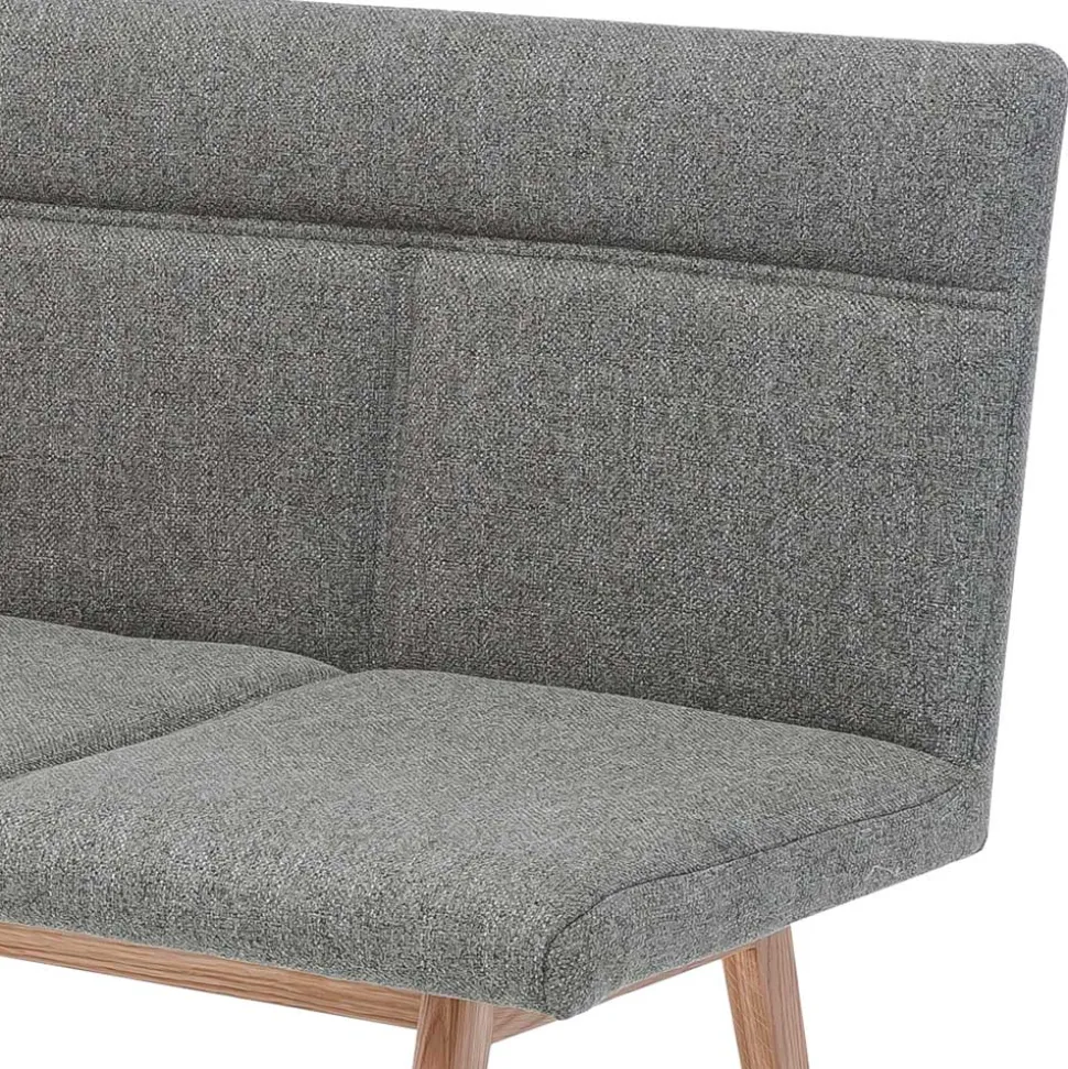 Mid Century Esstisch Bank in Grau Webstoff - Tucina