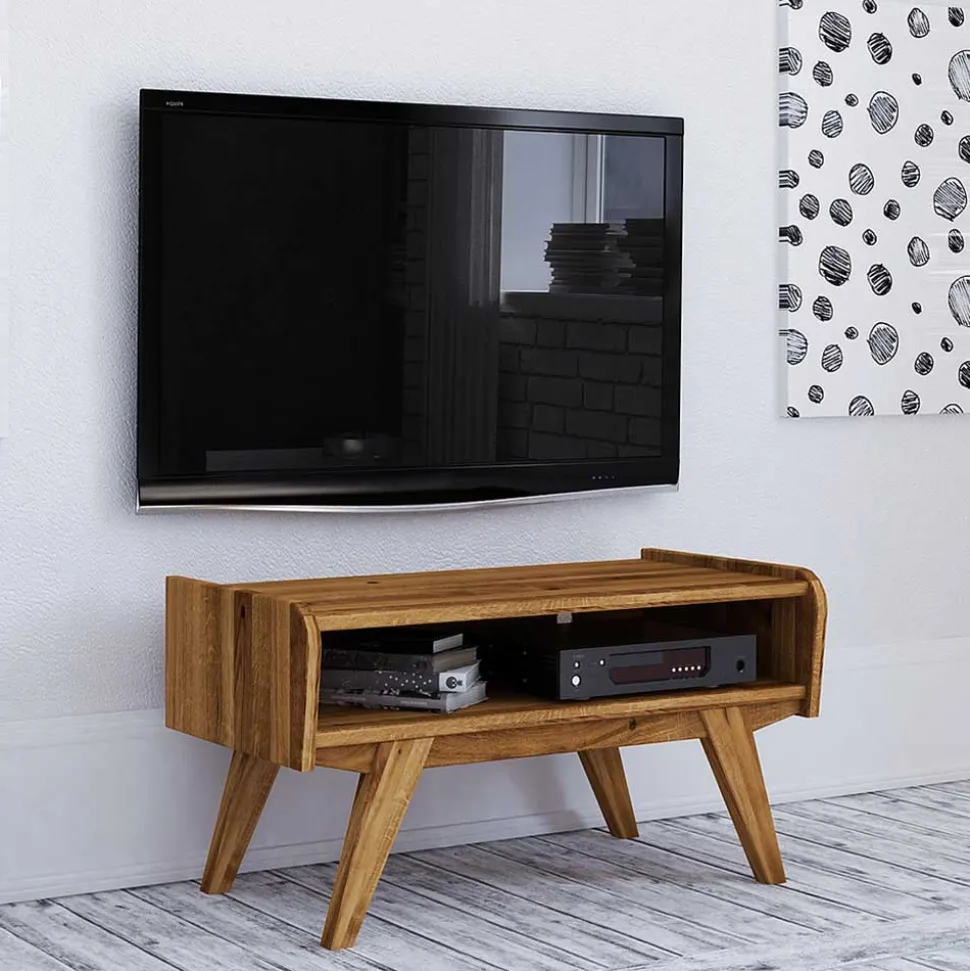 Midcentury Wildeiche TV Bank mit Fach - Hardus