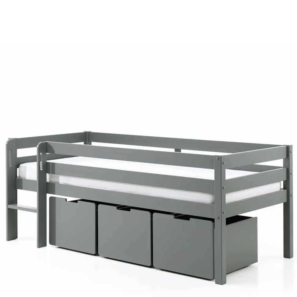 Mini Hochbett mit Absturzsicherung in Grau - Joina