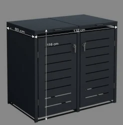Mülltonnenbox in Anthrazit für zwei Tonnen - Rovert