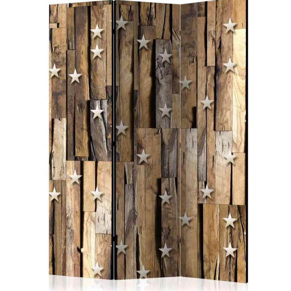 Mobiler Design Paravent Holz & Sterne - Dalicia