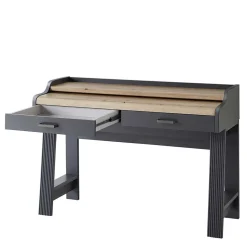 Modern Country Computertisch in Grau & Eiche - Joe