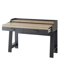 Modern Country Computertisch in Grau & Eiche - Joe