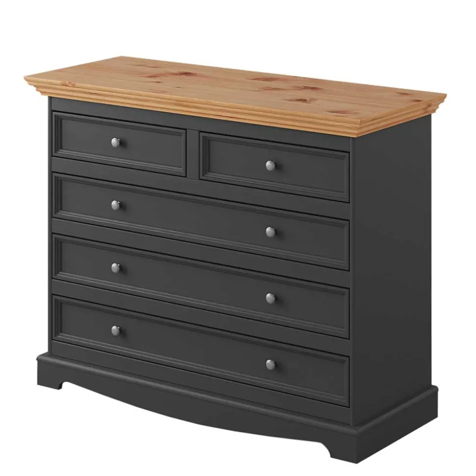 Modern Country Kommode in Grau & Kiefer - Eromsia