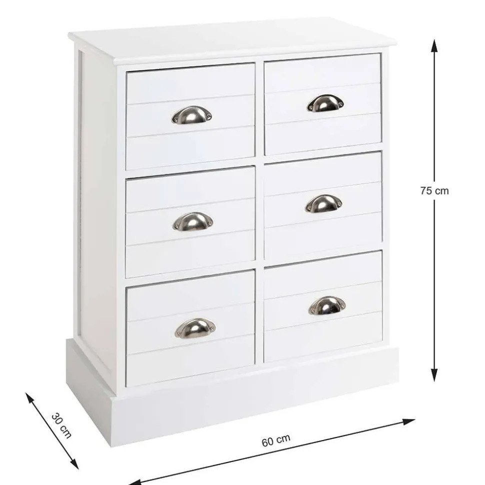 Modern Country Kommode in Weiß - Fidono