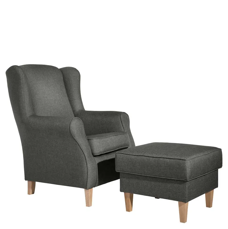 Modern Country Sessel in Anthrazit mit Buche Natur - Mediteranos